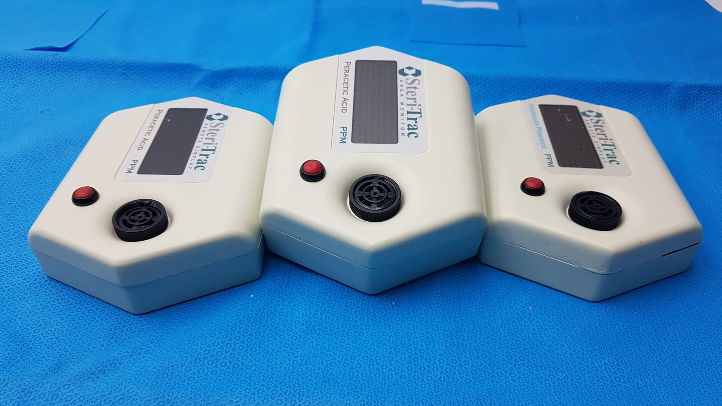 Lot of 3 SteriTrac Area Monitor Peracetic Acid & Hydrogen Peroxide PPM Monitors