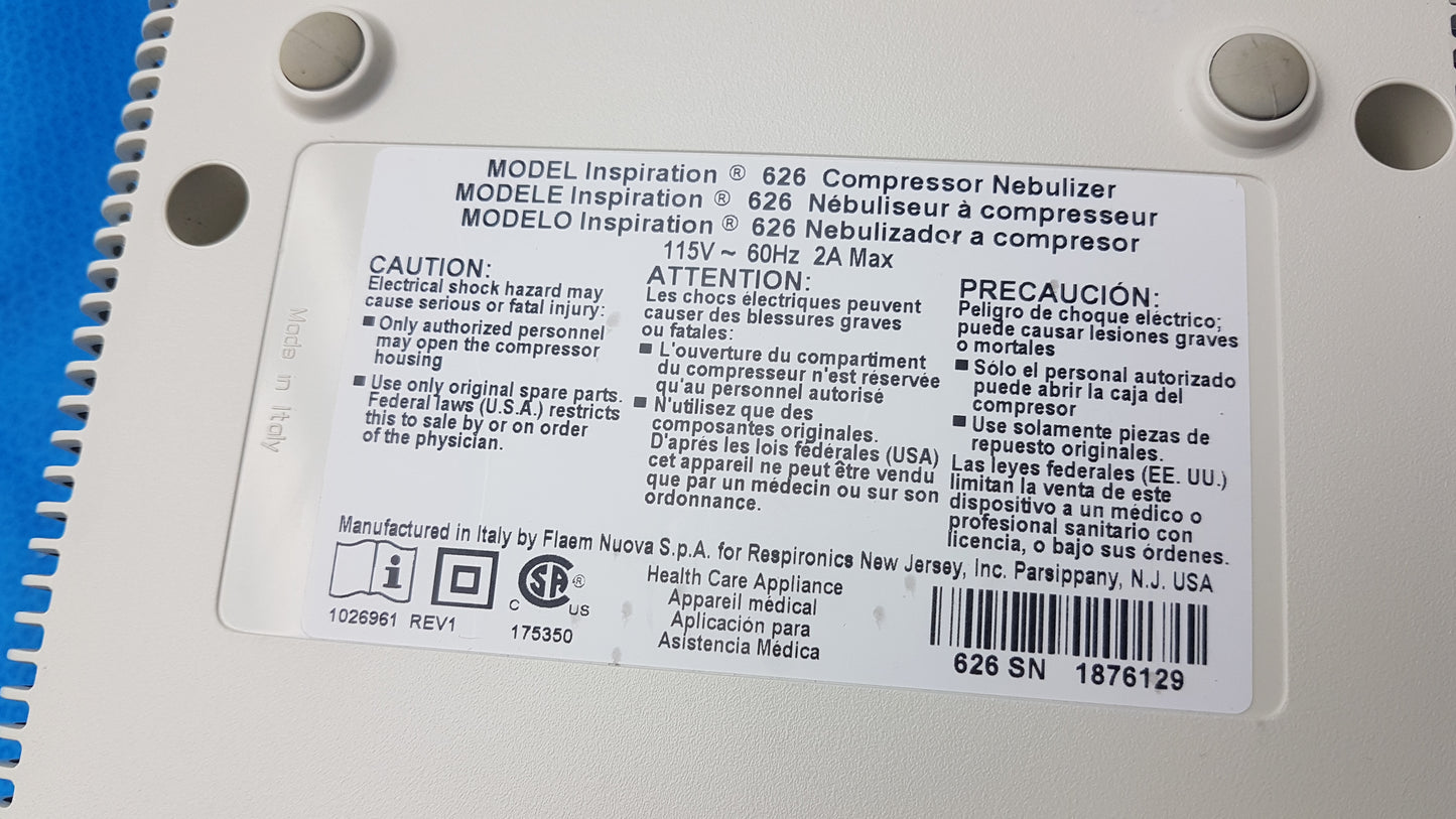Lot of 3 Respironics Inspiration 626 Compressor Nebulizer