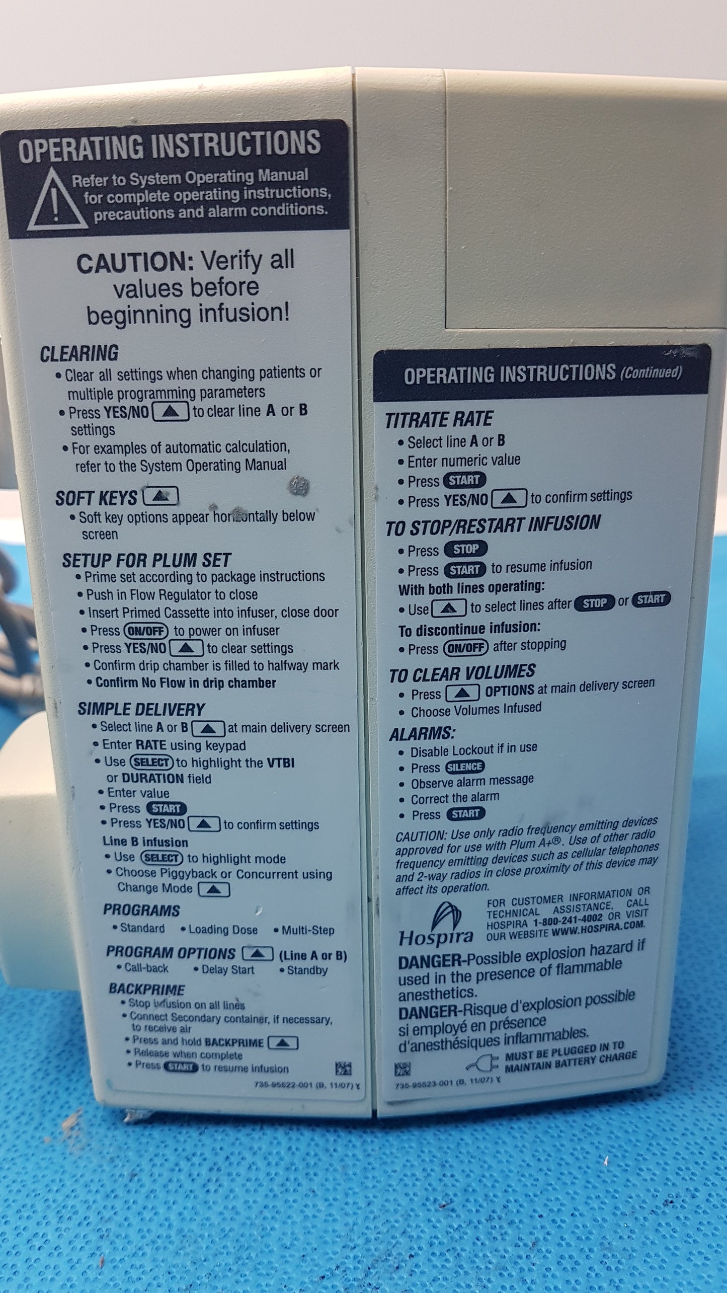 Lot of 2 Hospira Plum A+ Infusion pumps