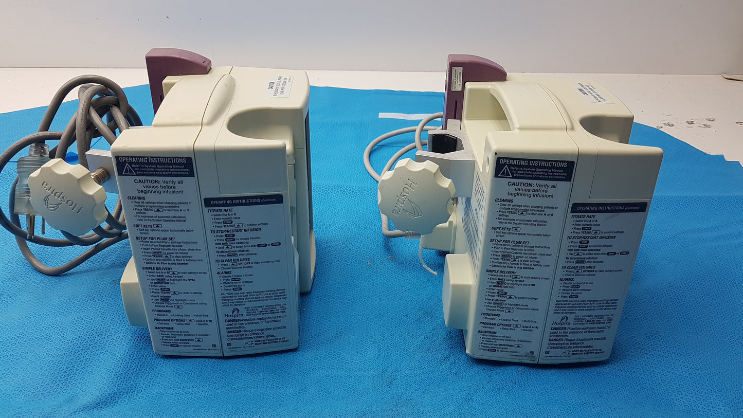 Lot of 2 Hospira Plum A+ Infusion pumps