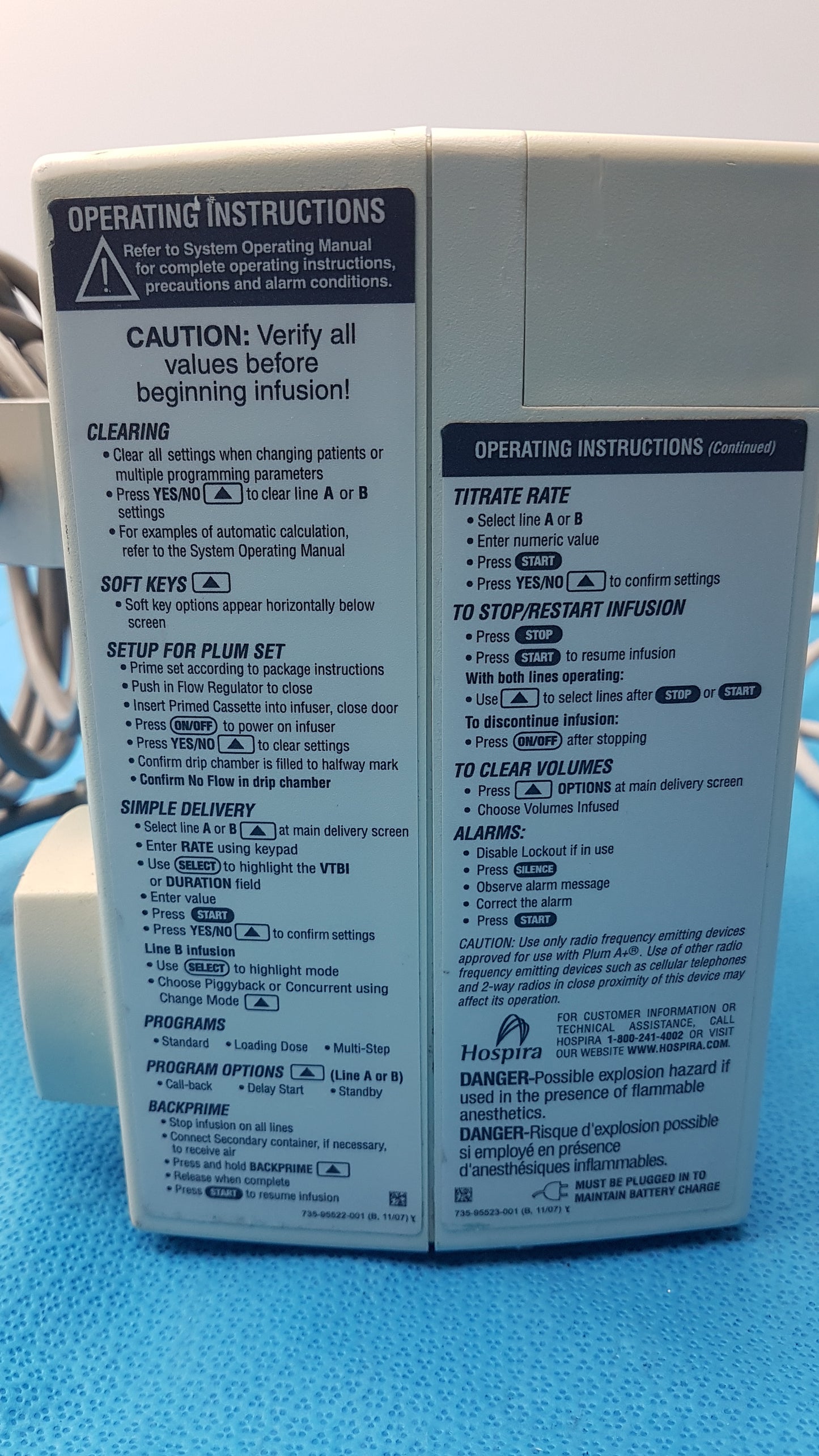 Lot of 2 Hospira Plum A+ Infusion pumps