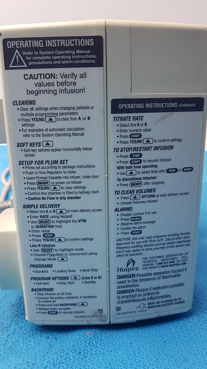 Lot of 2 Hospira Plum A+ Infusion pumps
