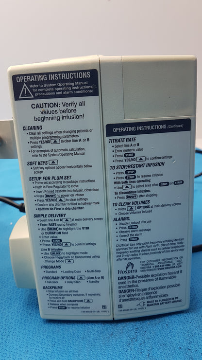 Lot of 2 Hospira Infusion pumps S/N 16013880
