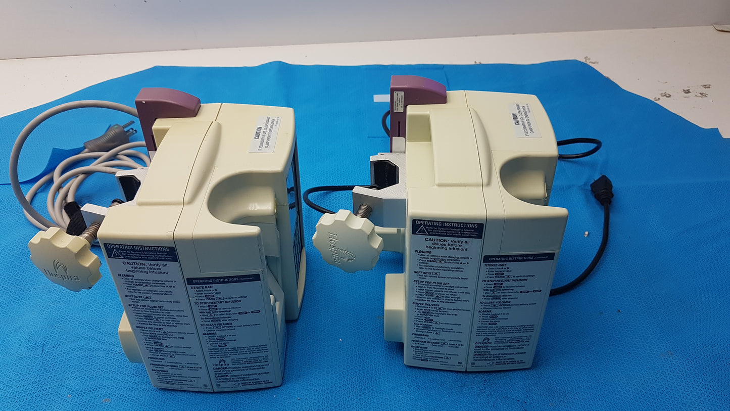 Lot of 2 Hospira Infusion pumps S/N 16013880