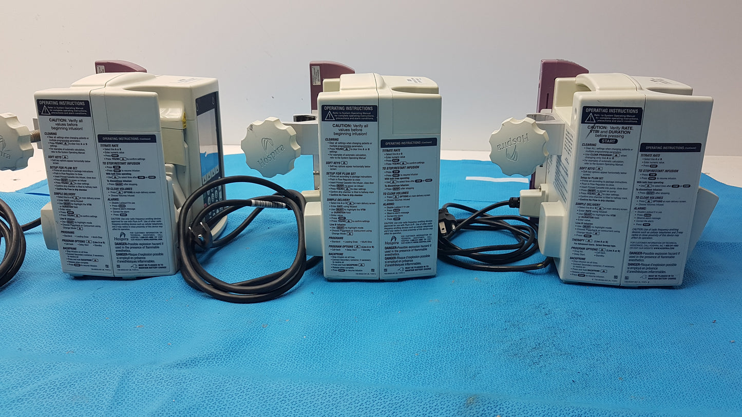 Lot of 3 Hospira DWL-AG132 Plum A+ Infusion pumps