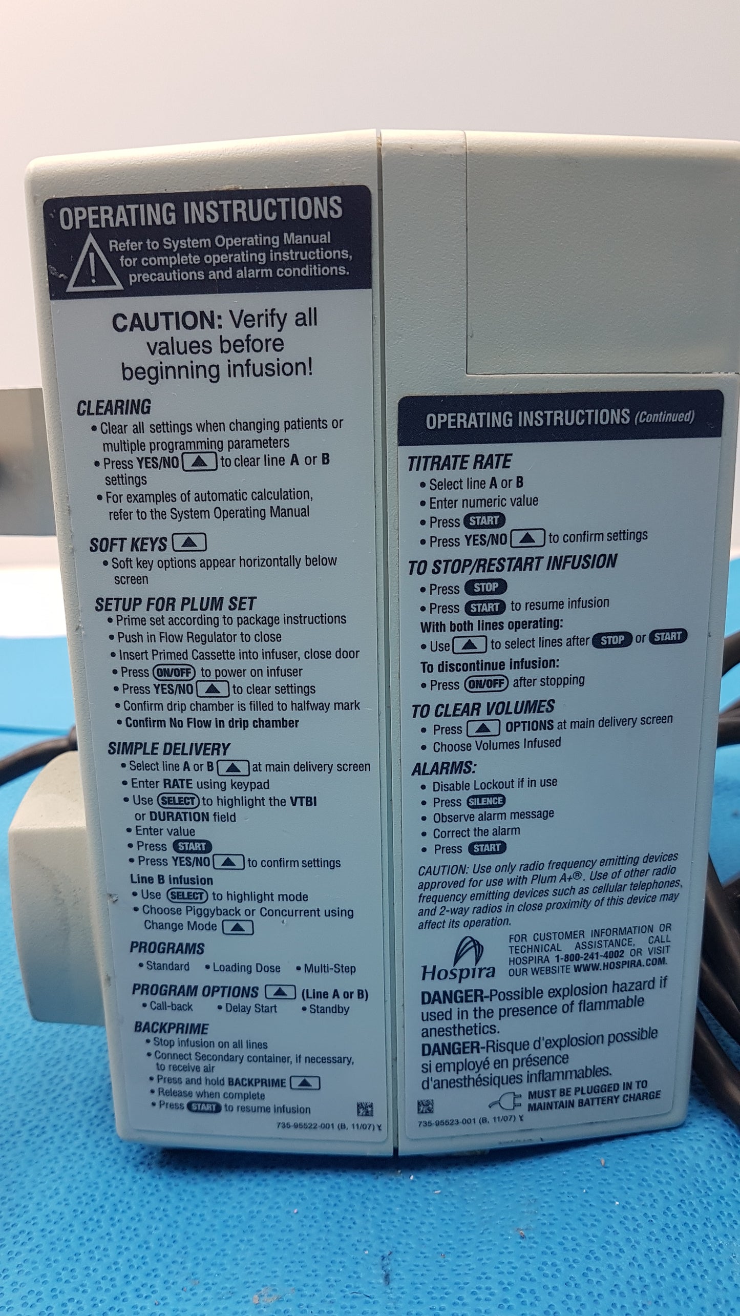 Lot of 3 Hospira DWL-AG132 Plum A+ Infusion pumps