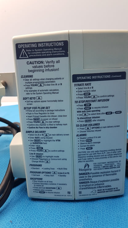 Lot of 3 Hospira DWL-AG132 Plum A+ Infusion pumps