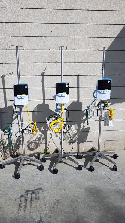 Lot of 3 Vapotherm Precision Flow Plus Hi-VNI Respiratory Units With Rolling Stands