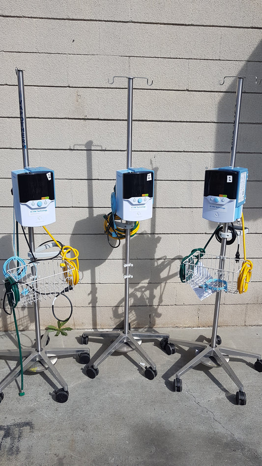Lot of 3 Vapotherm Precision Flow Plus Hi-VNI Respiratory Units With Rolling Stands