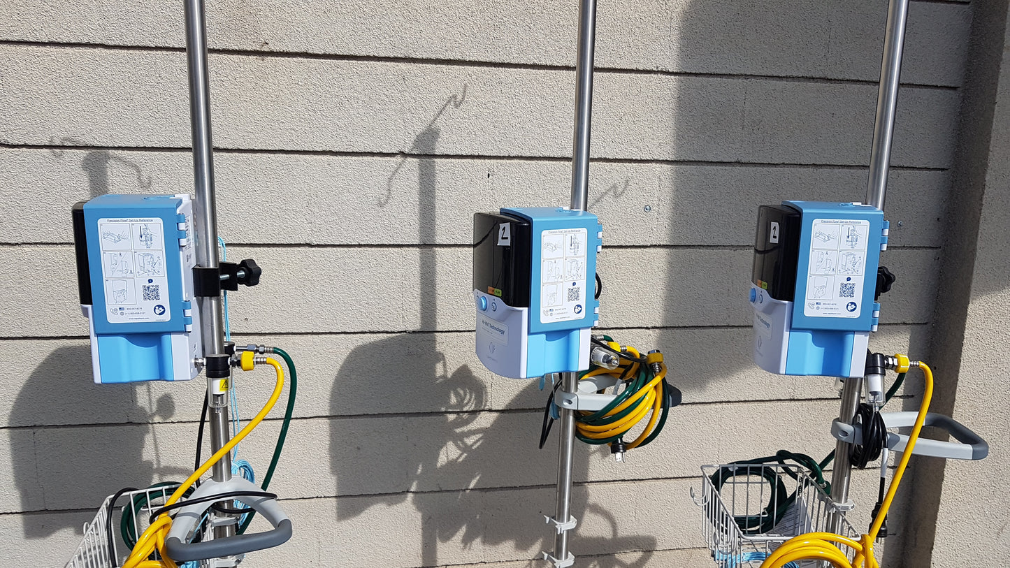 Lot of 3 Vapotherm Precision Flow Plus Hi-VNI Respiratory Units With Rolling Stands