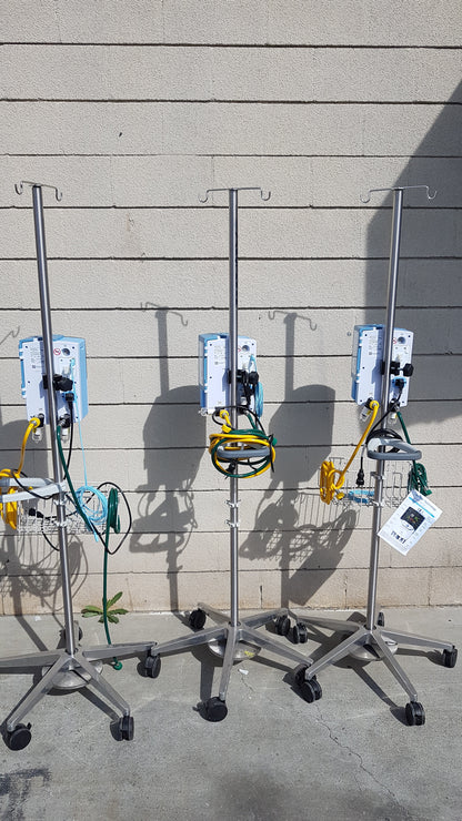 Lot of 3 Vapotherm Precision Flow Plus Hi-VNI Respiratory Units With Rolling Stands