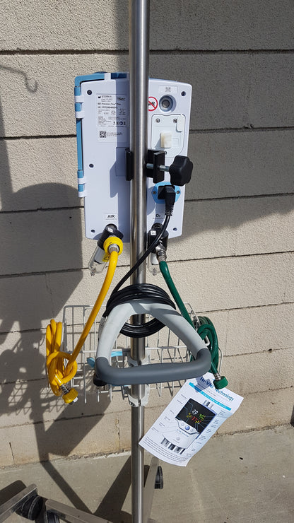Lot of 3 Vapotherm Precision Flow Plus Hi-VNI Respiratory Units With Rolling Stands