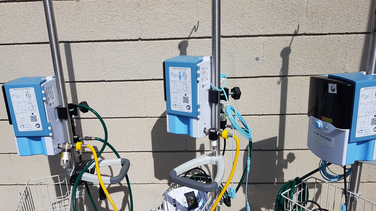 Lot of 3 Vapotherm Respiratory Therapy Units With Stands Ref Precision Flow Plus