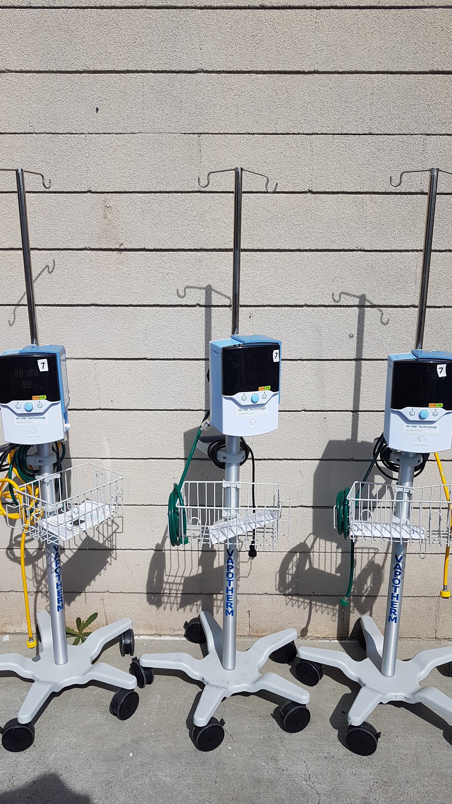 Lot of 3 Vapotherm Respiratory Therapy Units With Stands Ref Precision Flow Plus