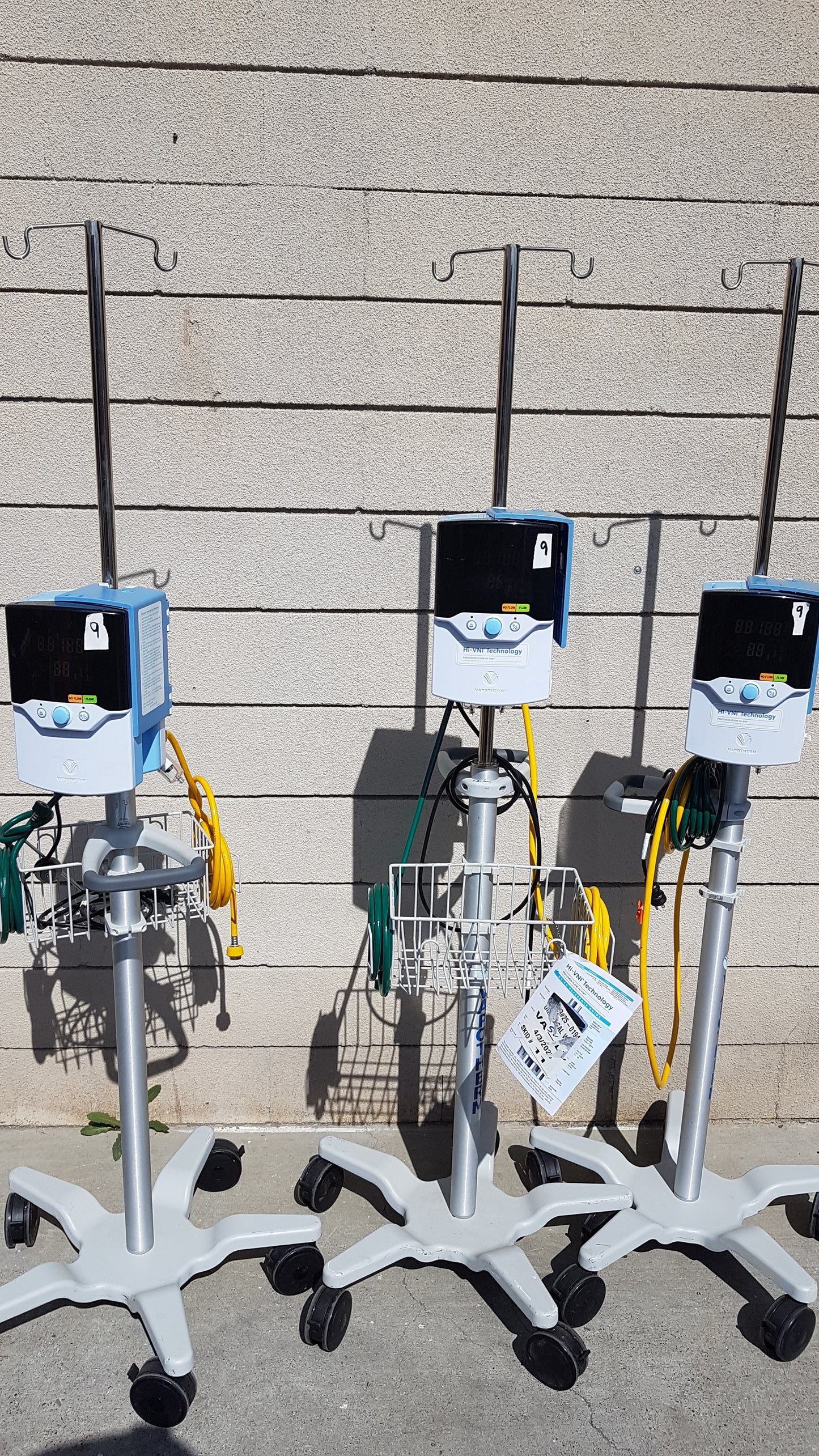 Lot of 3 Hi-VNI Technology Precision Flow Plus Respiratory Therapy Units With Stands