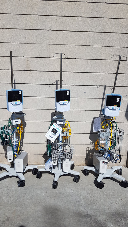 Lot of 3 Hi-VNI Technology Precision Flow Plus Respiratory Therapy Units With Stands