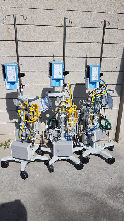 Lot of 3 Hi-VNI Technology Precision Flow Plus Respiratory Therapy Units With Stands