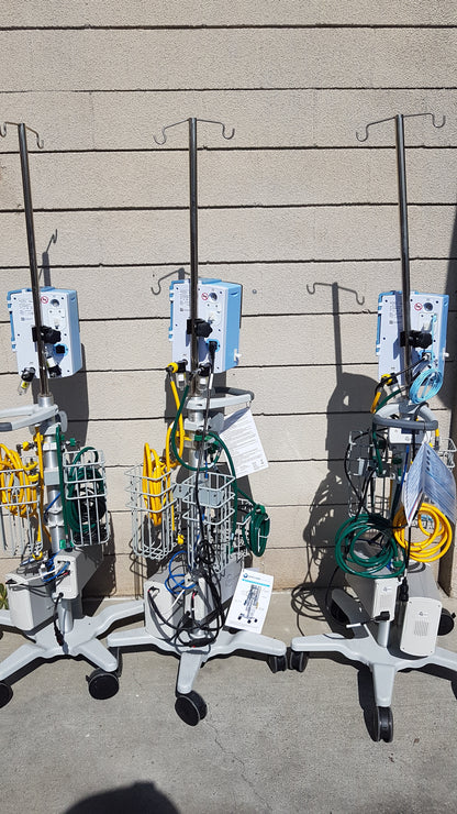 Lot of 3 Hi-VNI Technology Precision Flow Plus Respiratory Therapy Units With Stands