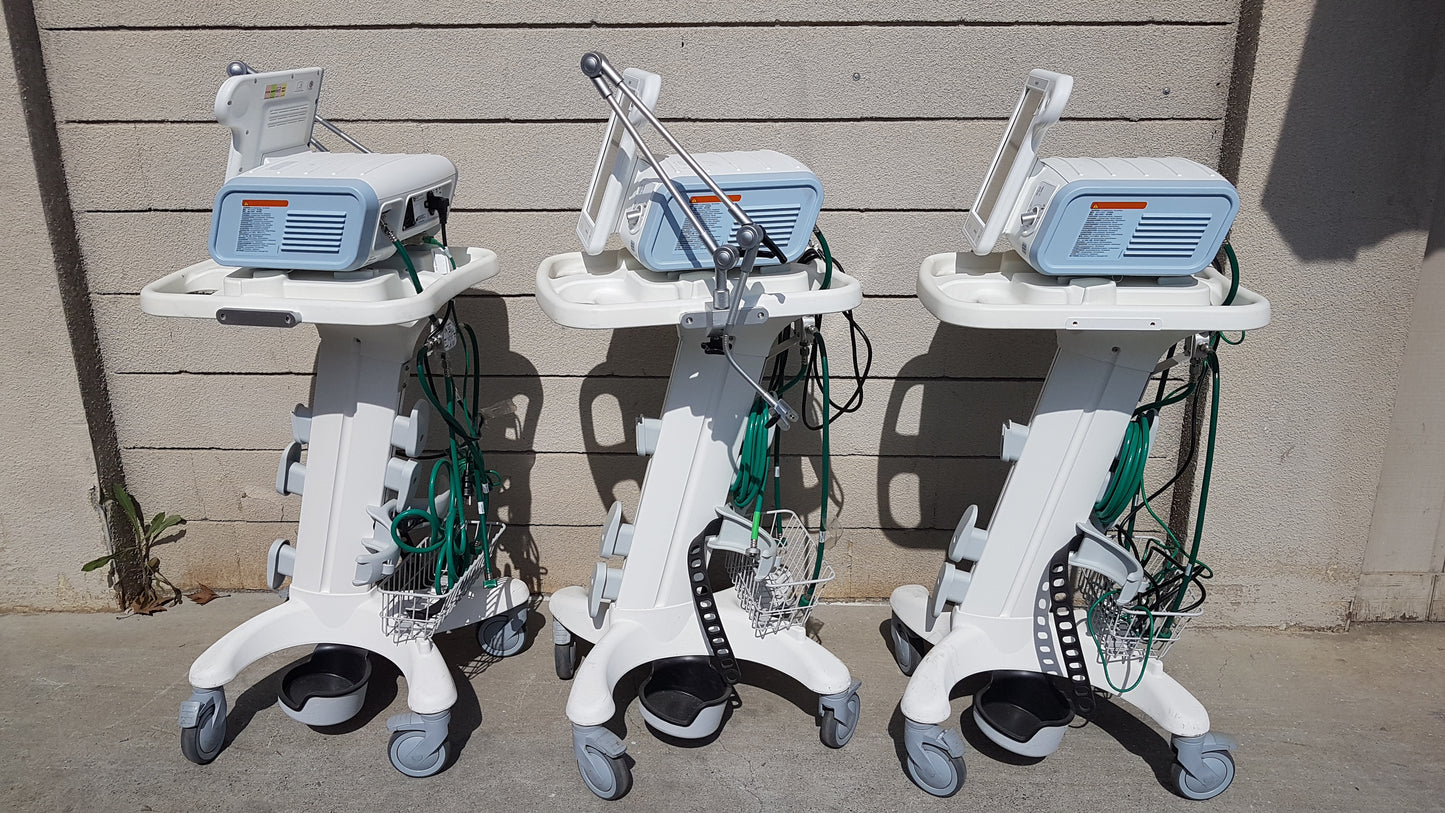 Lot of 3 Philips Respironics V60 Ventilators With Rolling Stands