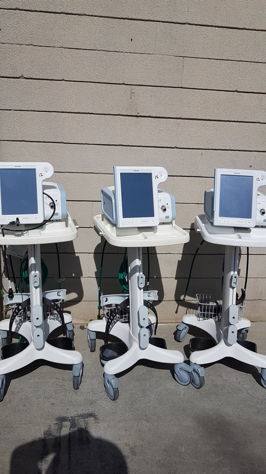 Lot of 3 Philips Respironics V60 Ventilators With Rolling Stands