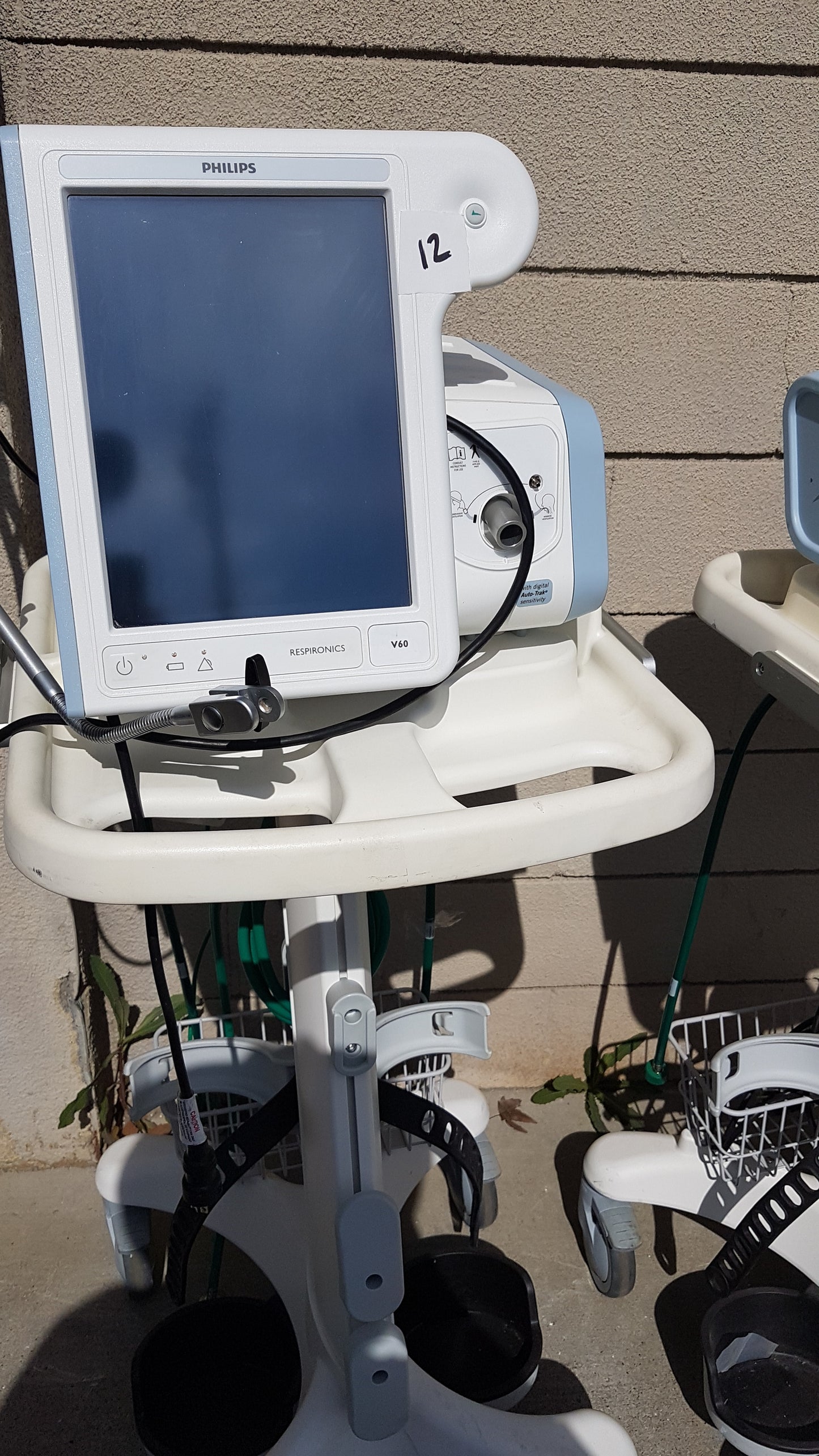 Lot of 3 Philips Respironics V60 Ventilators With Rolling Stands
