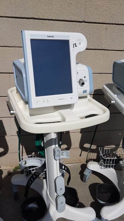 Lot of 3 Philips Respironics V60 Ventilators With Rolling Stands