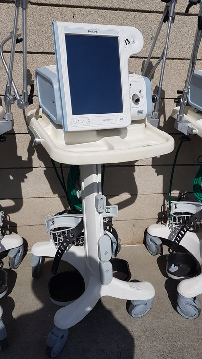 Lot of 3 Philips Respironics V60 Hospital BiPAP Ventilators With Rolling Stands