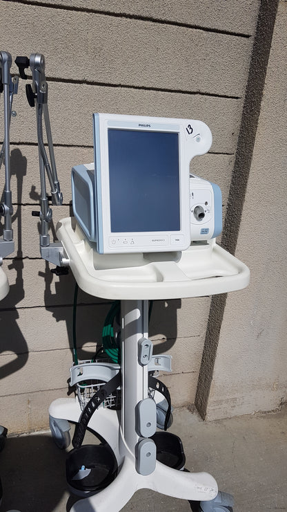 Lot of 3 Philips Respironics V60 Hospital BiPAP Ventilators With Rolling Stands