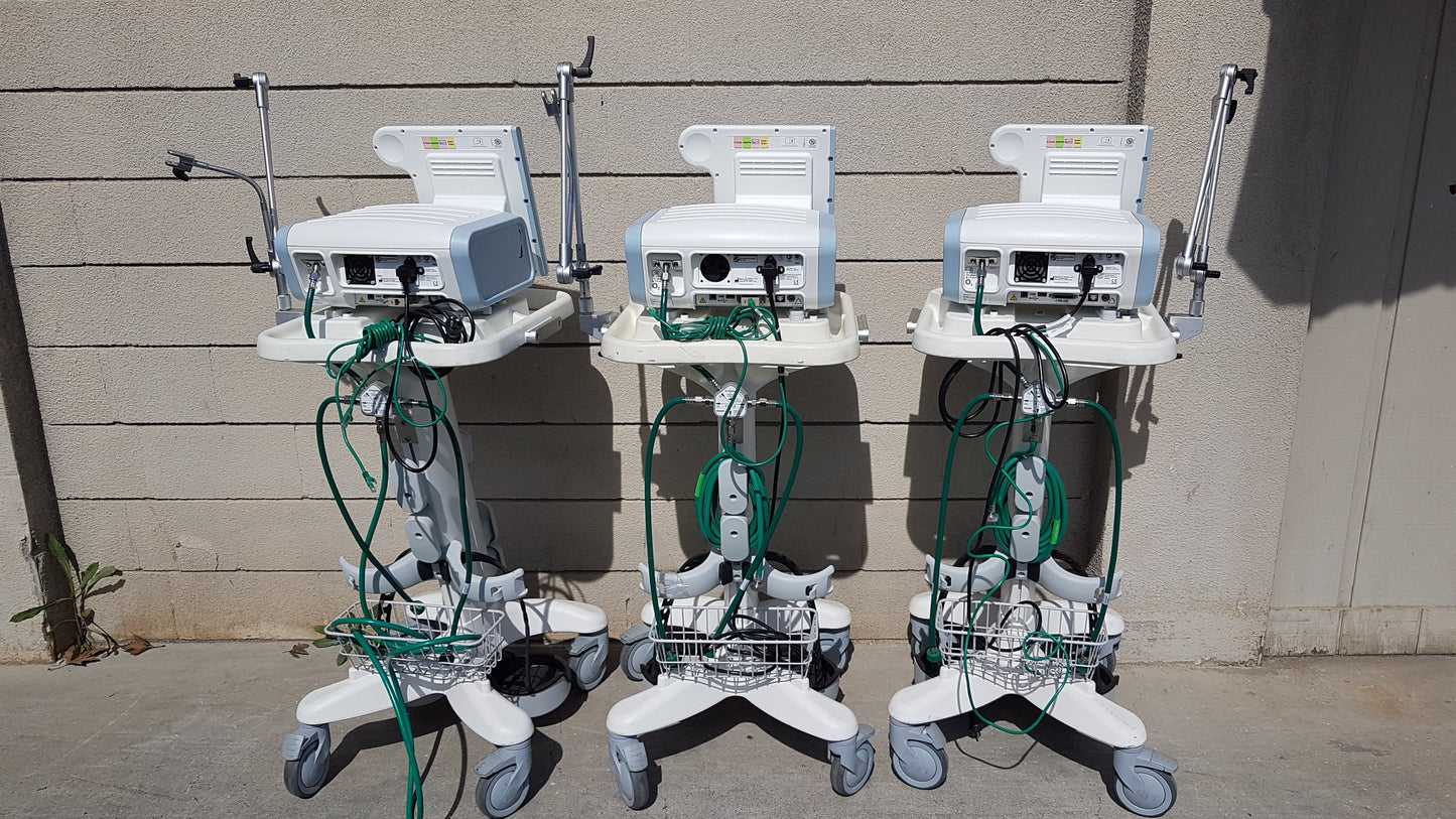 Lot of 3 Philips Respironics V60 Hospital BiPAP Ventilators With Rolling Stands