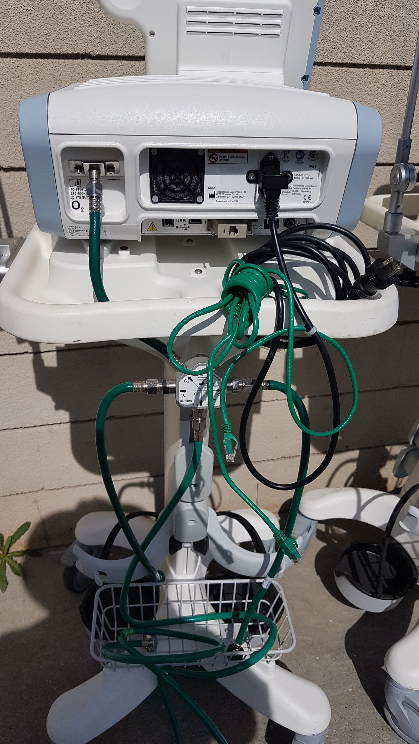 Lot of 3 Philips Respironics V60 Hospital BiPAP Ventilators With Rolling Stands