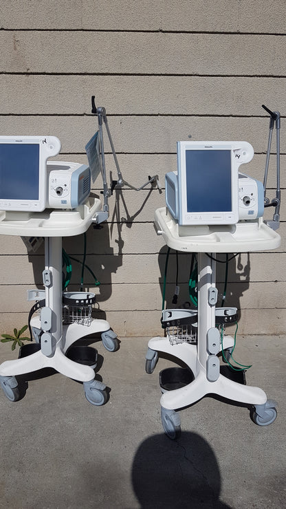 Lot of 2 Philips V60 Hospital BiPAP Ventilators With Rolling Stands