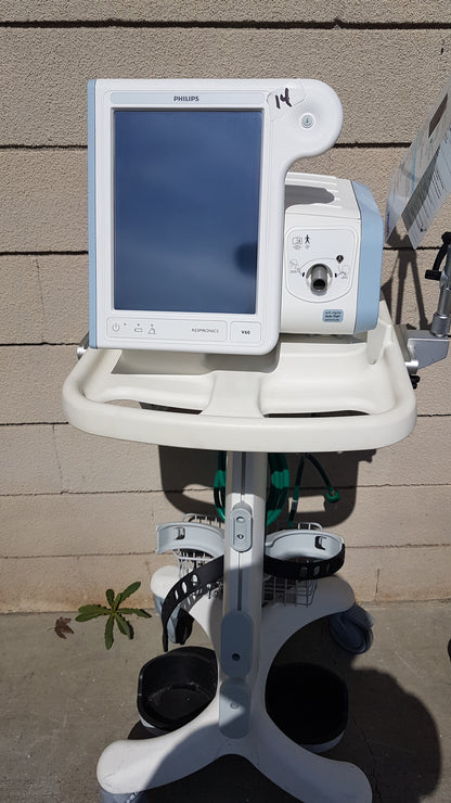 Lot of 2 Philips V60 Hospital BiPAP Ventilators With Rolling Stands