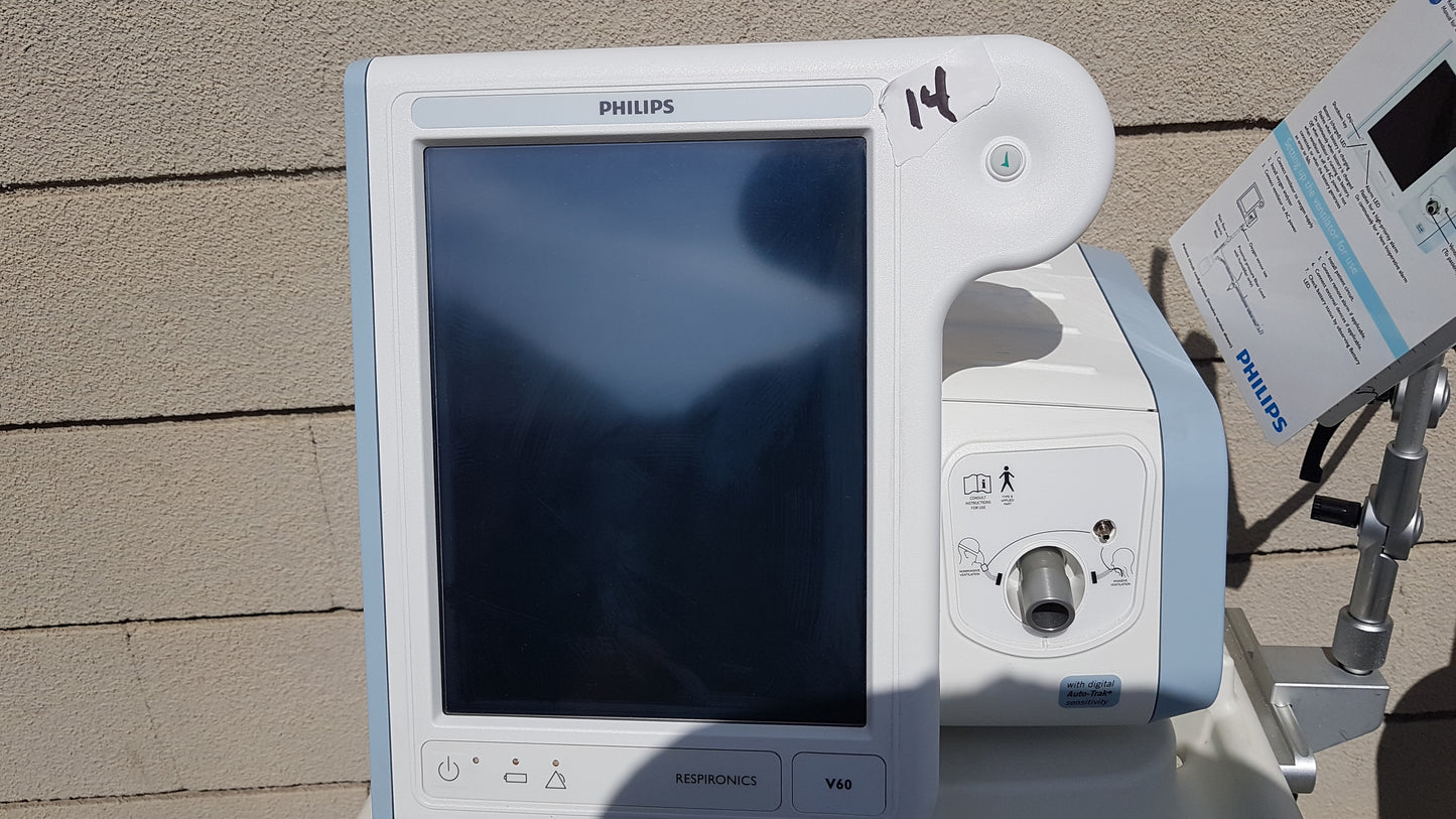 Lot of 2 Philips V60 Hospital BiPAP Ventilators With Rolling Stands