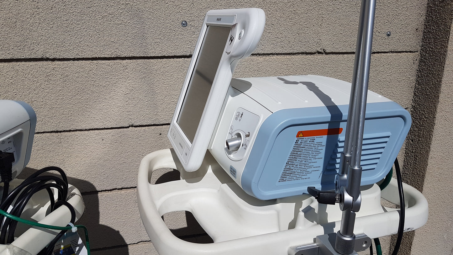Lot of 2 Philips V60 Hospital BiPAP Ventilators With Rolling Stands
