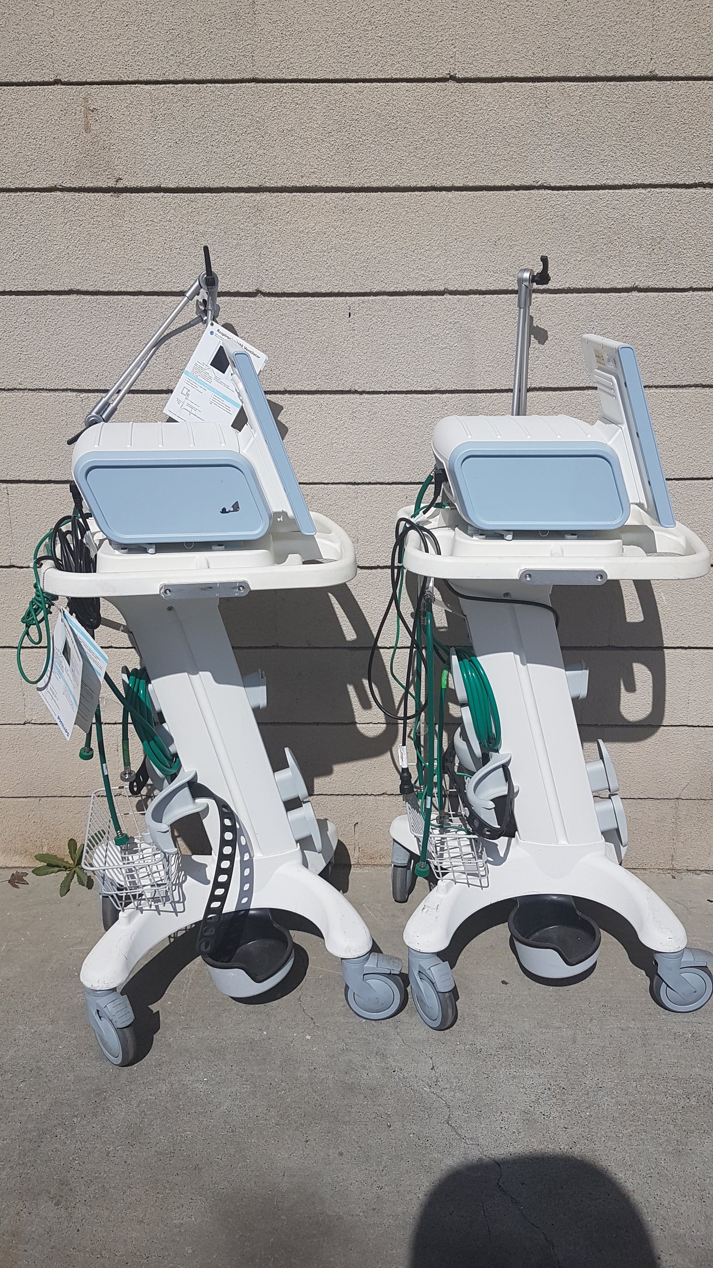 Lot of 2 Philips V60 Hospital BiPAP Ventilators With Rolling Stands