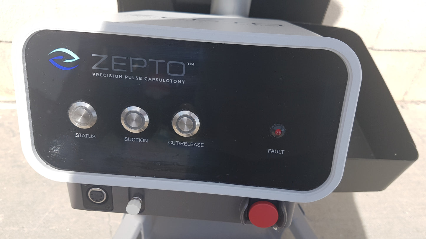 Lot of 2 Zepto Precision Pulse Capsulotomy Power Consoles With Rolling Cart
