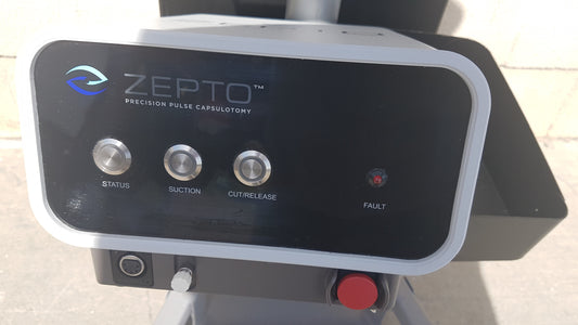 Lot of 2 Zepto Precision Pulse Capsulotomy Power Consoles With Rolling Cart
