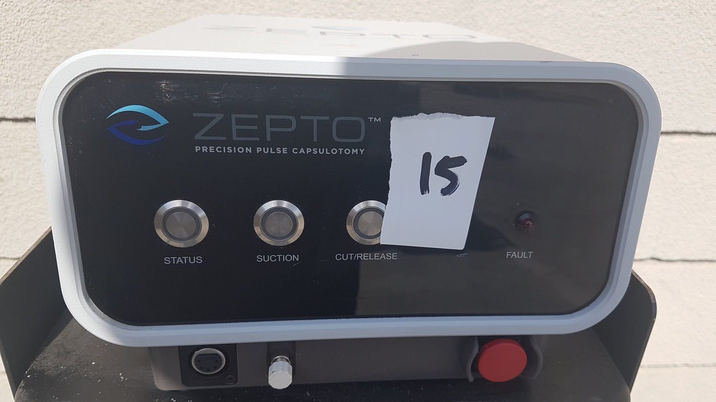 Lot of 2 Zepto Precision Pulse Capsulotomy Power Consoles With Rolling Cart
