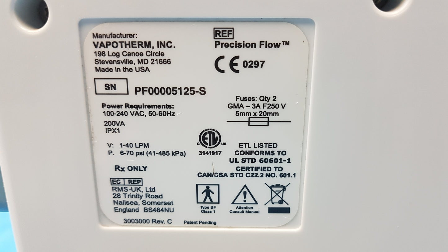 Lot of 2 Vapotherm Precision Flow Plus Hi-VNI Respiratory Therapy Units
