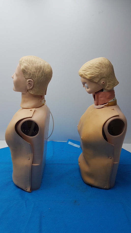 Lot of 2 Adult CPR Training Manikin Full Torso QCPR Electronic Dummy