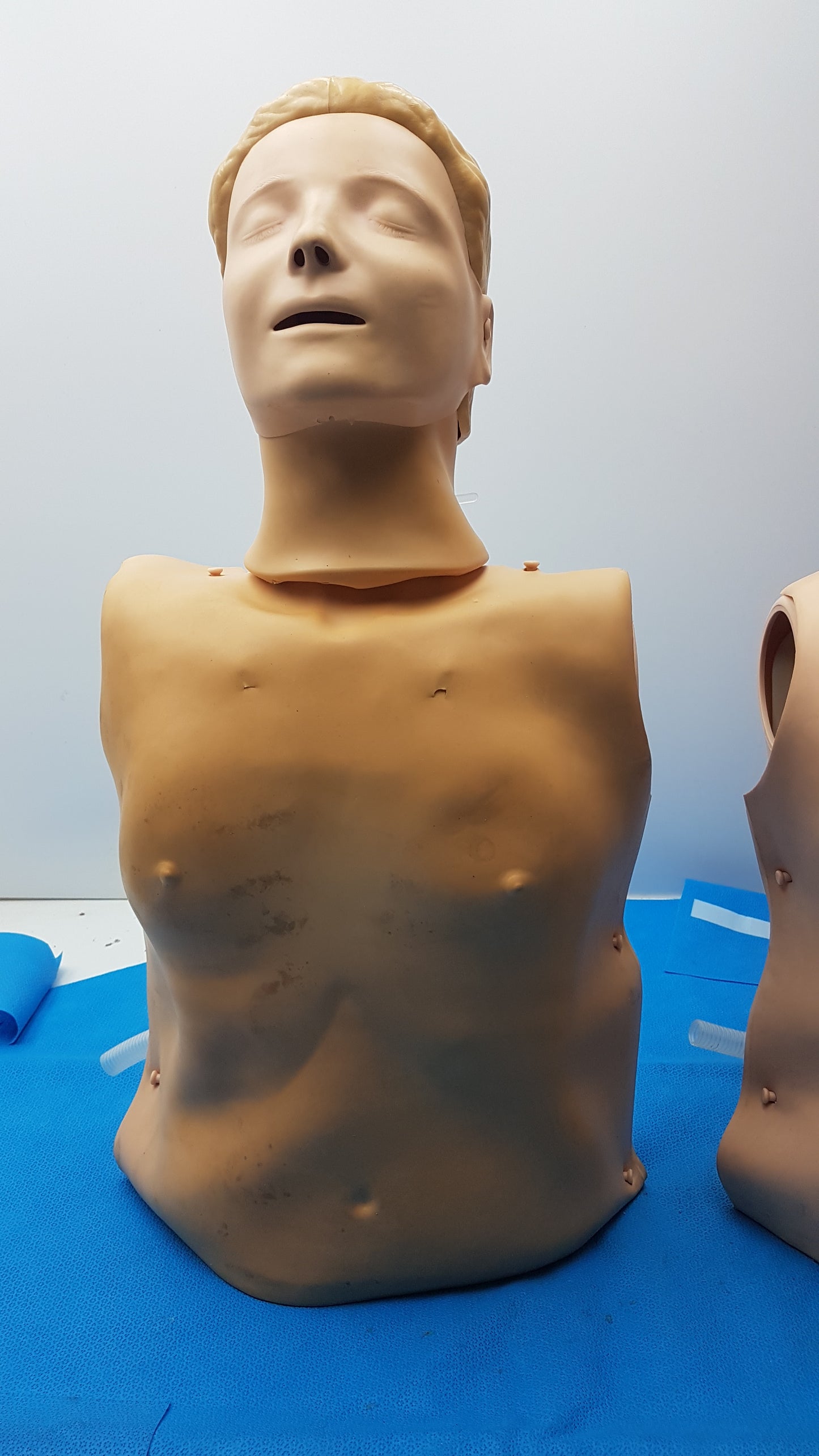 Lot of 2 Adult CPR Training Manikin Full Torso QCPR Electronic Dummy