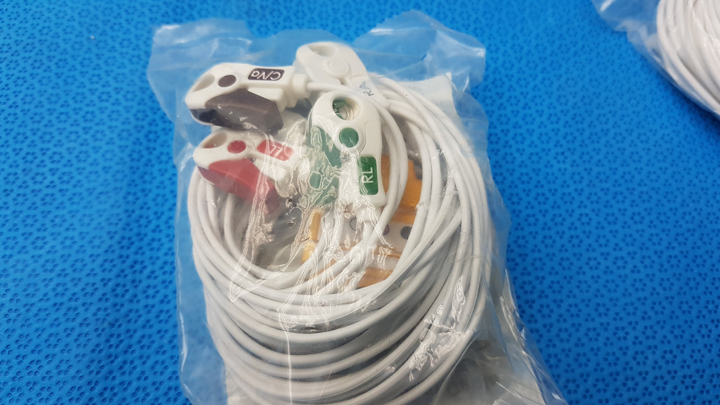 Lot of 10 Renu Medical AMC 5 Lead DIN to Pinch Telemetry Leadset Ref RM-LW-329DS50/5AT