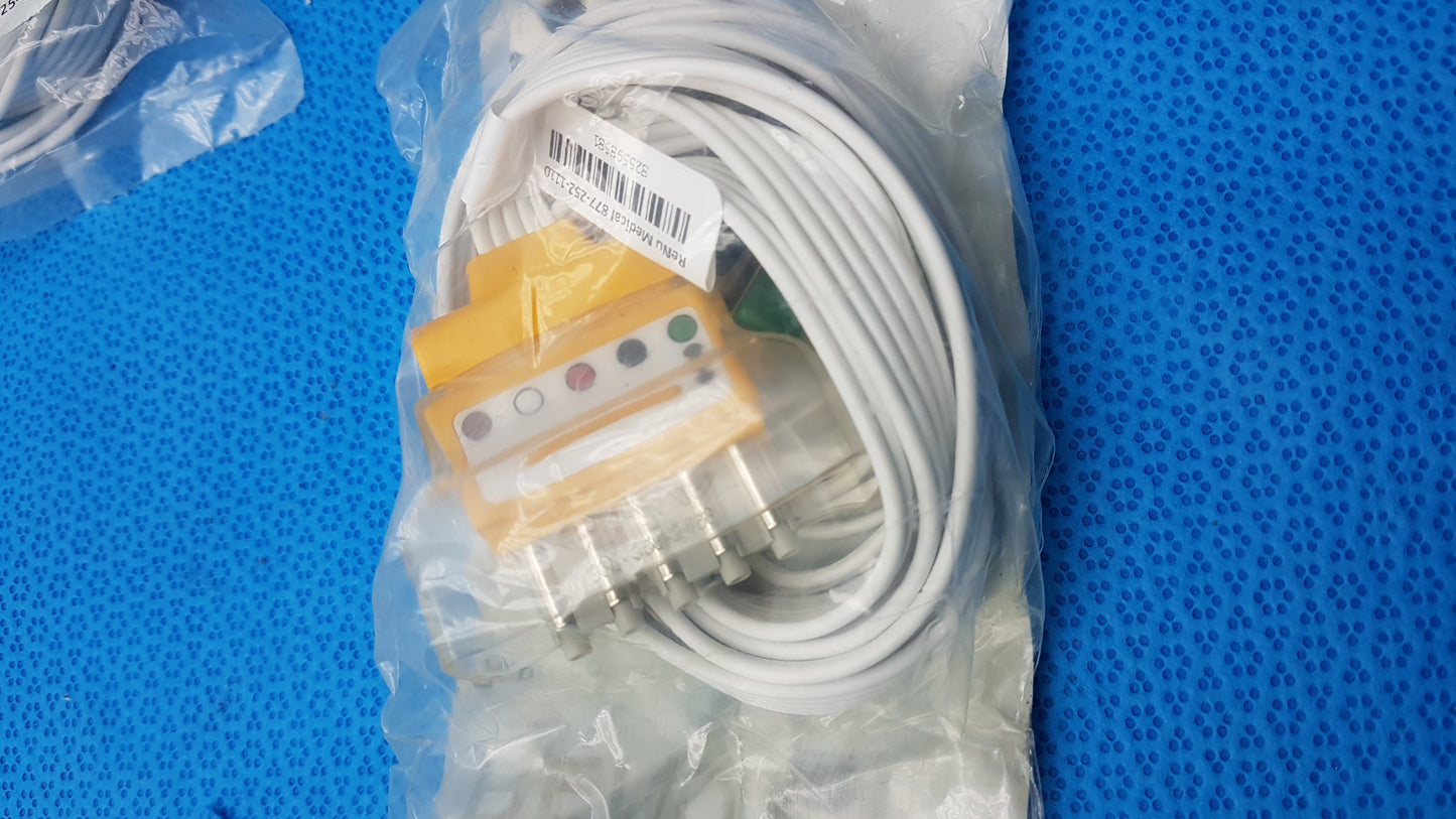Lot of 10 Renu Medical AMC 5 Lead DIN to Pinch Telemetry Leadset Ref RM-LW-329DS50/5AT