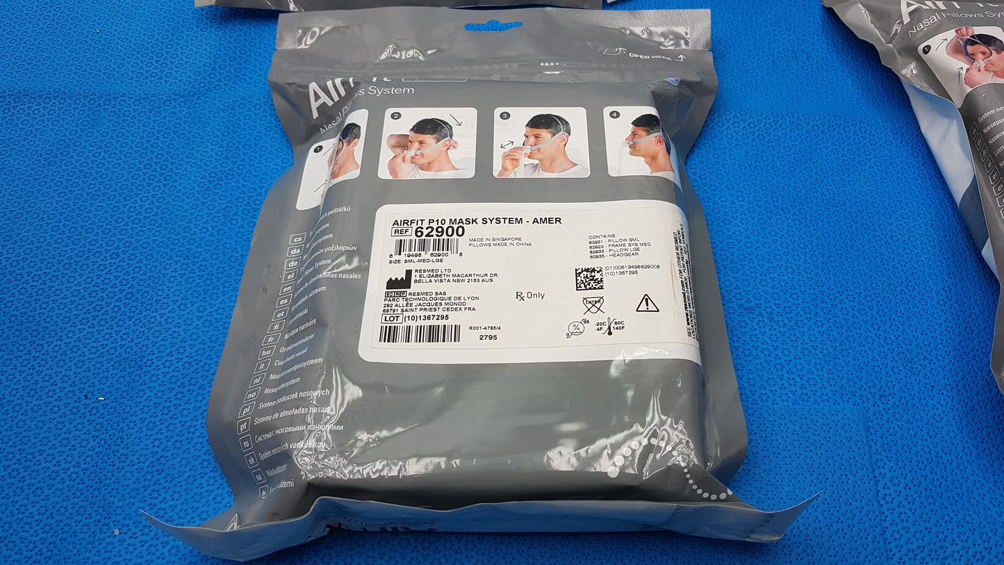 Lot of 5 ResMed AirFit P10 Nasal Pillow CPAP Masks Ref 62900