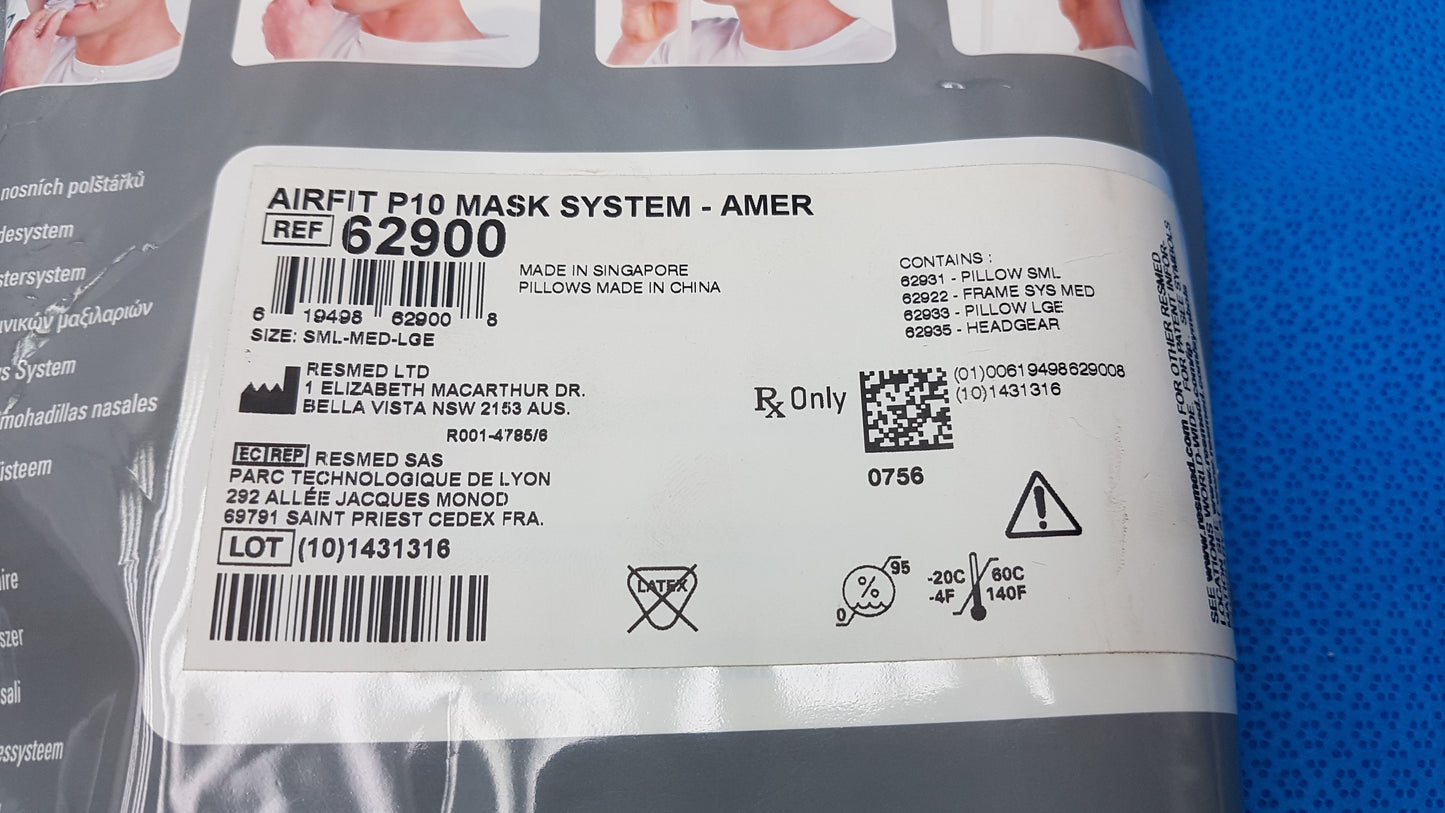 Lot of 5 ResMed AirFit P10 Nasal Pillow CPAP Masks Ref 62900