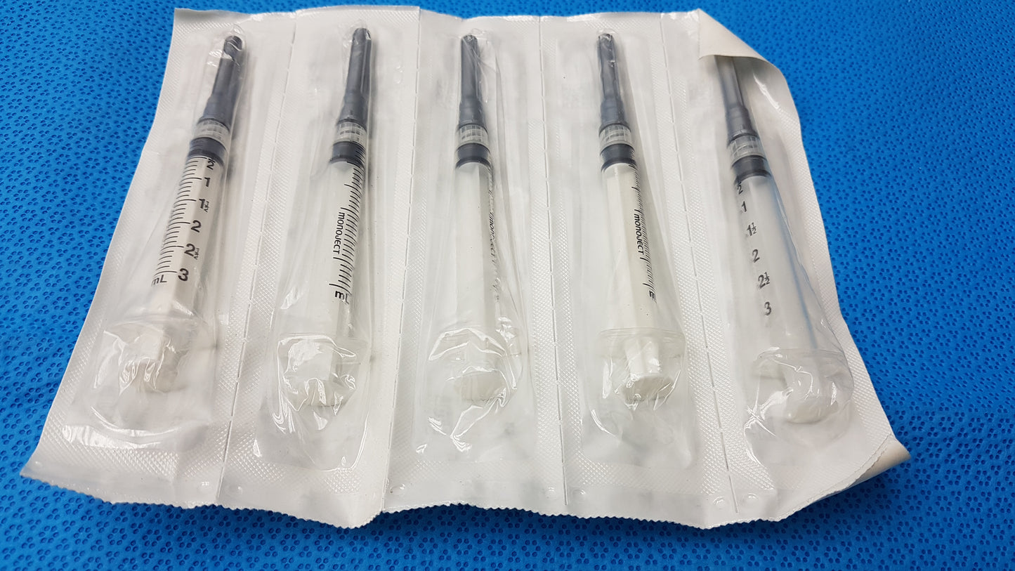 Lot of 50 Covidien Monoject 3mL Syringes Vial Access Cannula SmarTip Ref 8881540133