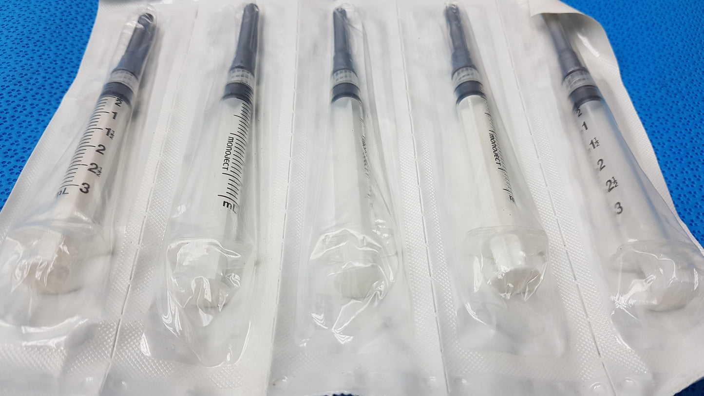 Lot of 50 Covidien Monoject 3mL Syringes Vial Access Cannula SmarTip Ref 8881540133