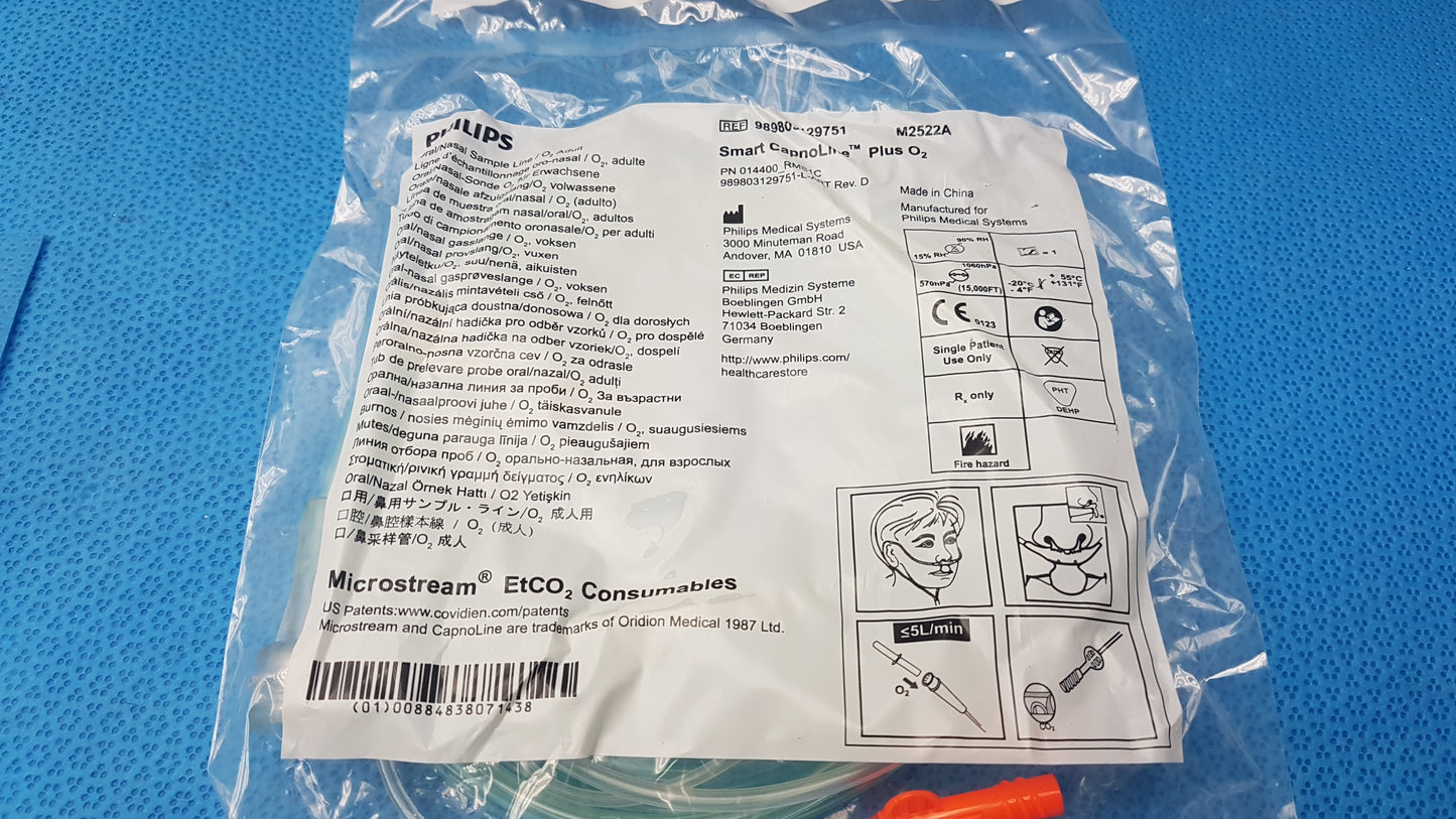 Philips M2522A Smart CapnoLine Plus O2 Nasal Cannula REF 989803129751 - Lot of 140