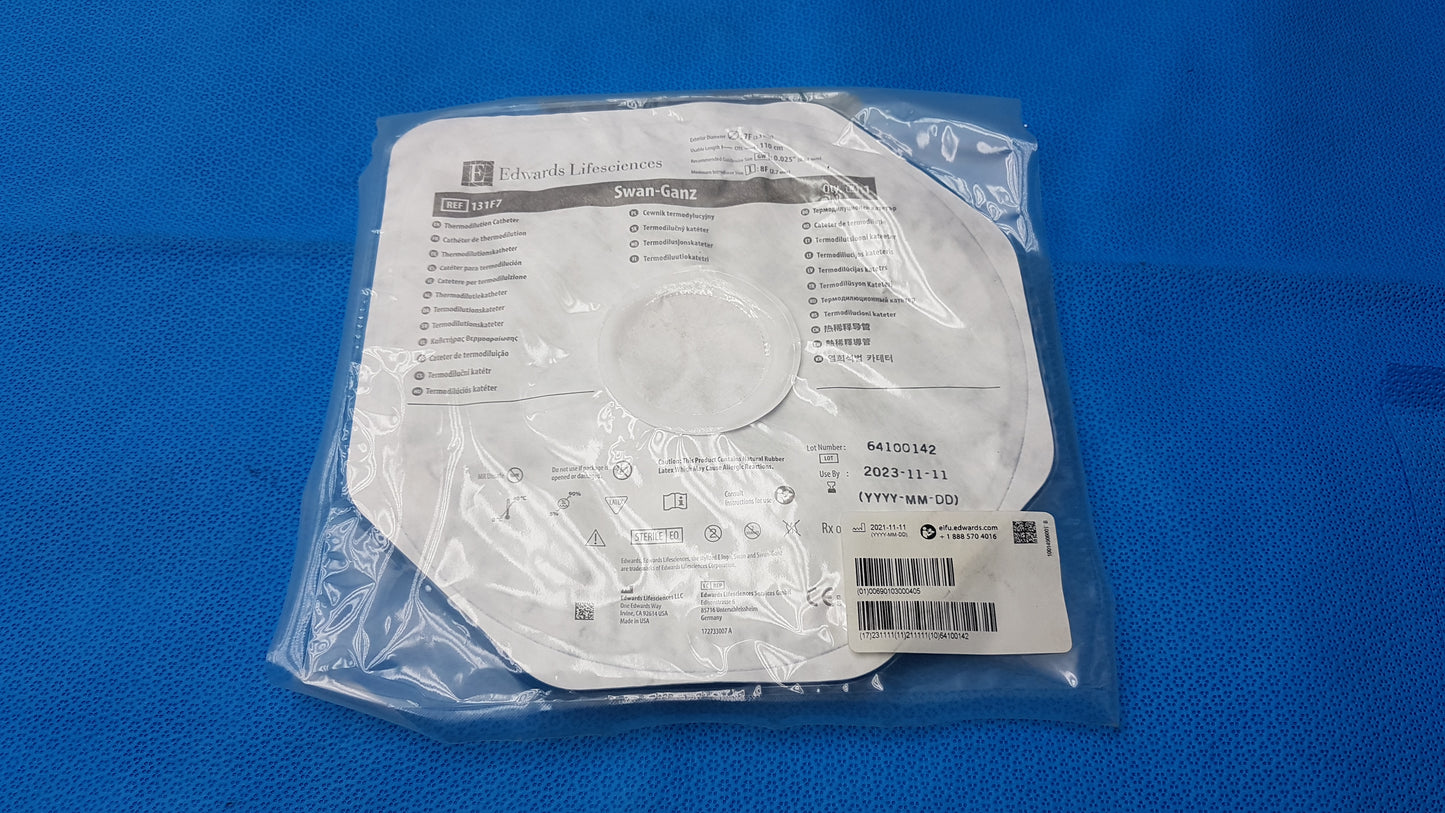 Edwards Lifesciences 131F7 Swan-Ganz Thermodilution Pulmonary Artery Catheter 7Fr