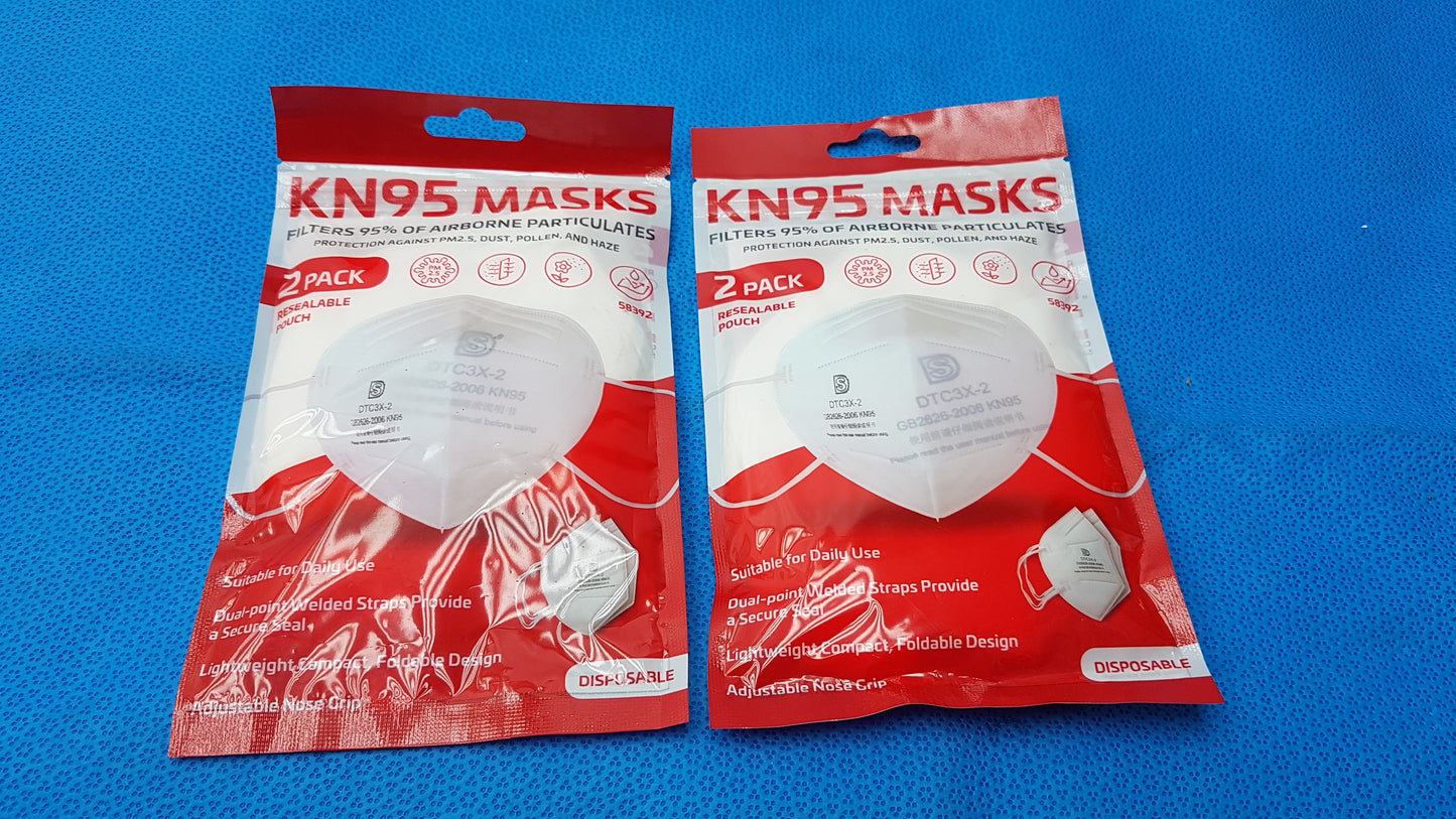 Lot of 2 Dasheng KN95 Face Masks Disposable Protective Safety Mask